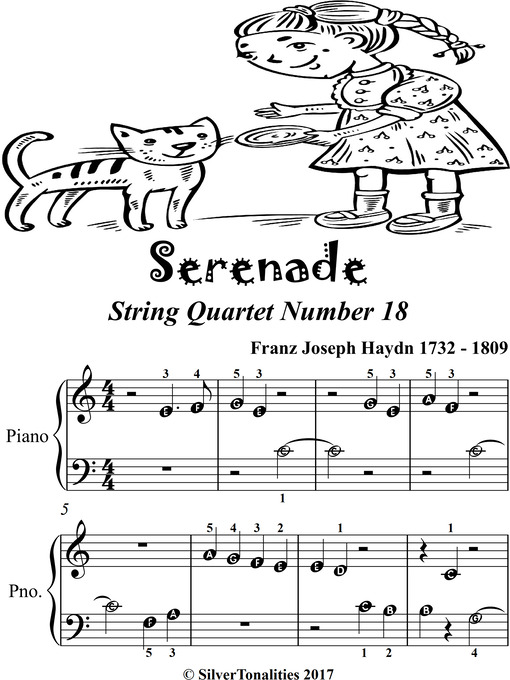 Cover image for Serenade String Quartet Number 18 Beginner Piano Sheet Music